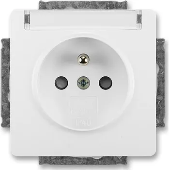 Elektrická zásuvka ABB 5518G-A02352 B1 Swing®, Swing®L Zásuvka jednonásobná s ochranným kolíkem, s clonkami, s popisovým polem, jasně bílá