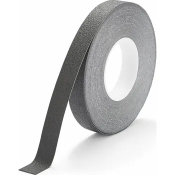 Výstražná páska Černá plastová voděodolná protiskluzová páska FLOMA Super Resilient - 18,3 m x 2,5 cm a tloušťka 1,3 mm