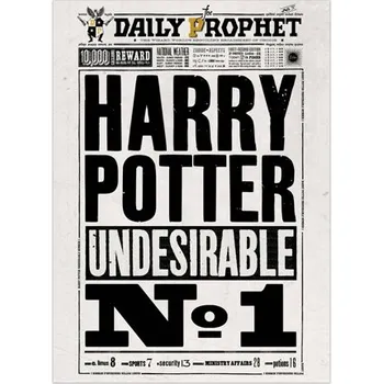 Plakát Distrineo Plakát Denní prorok Harry Potter undesirable No.1 - Harry Potter