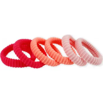 Vroubkované gumičky do vlasů, 6 ks Barva: růžová