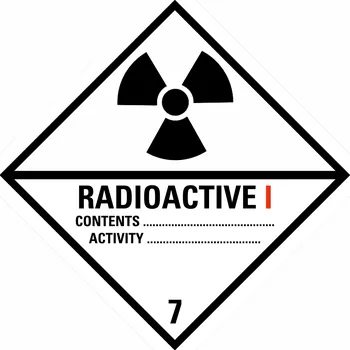 Značení ADR třída 7 - Radioaktivní látky kategorie I samolepící vinylová fólie 150 x 150 mm