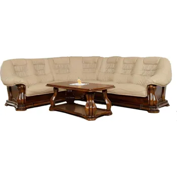 Sedací souprava Nábytek Chodura Martin rohová dřevo 105x310x250 Béžová