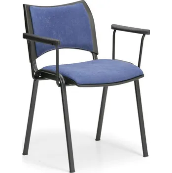 Konf. čalouněná židle s područkami - černá podnož, barva modrá