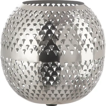 Svícen Stříbrný kulatý mřížkovaný svícen Hurican - 24*24*26 cm