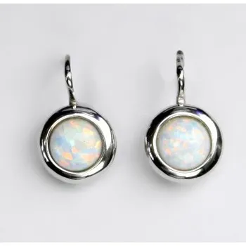 Přívěsek Stříbrné náušnice, bílý syntetický opál,náušnice s opálem,NK 1471