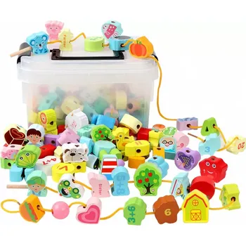 Dětské navlékací korálky Dřevěné korálky 65