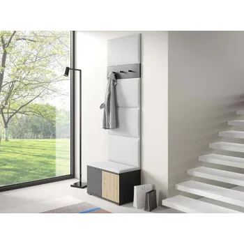 Předsíňová stěna Předsíňová stěna Ross 6 - černá/dub Artisan Barva panelů: Šedá - Trinity 14