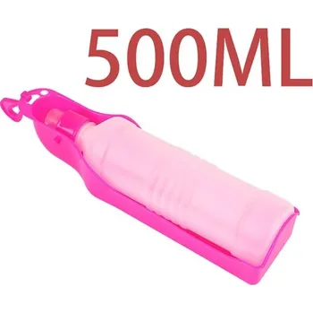 Miska pro psa Cestovní láhev na vodu pro psy | Skládací přenosná miska pro domácí mazlíčky - růžová 500ml
