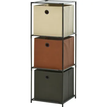 Koupelnový nábytek Storagesolutions Regál se třemi textilními košíky, 35 x 35 x 102 cm