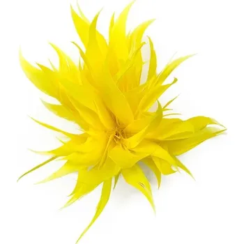 Brož Spínací špendlík s luxusním pírkem | Brož, Ozdoba - Žlutá