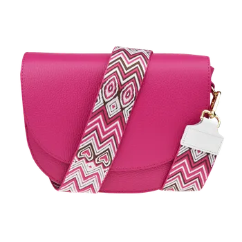 Kabelka NovaKabelka.cz Kožená italská crossbody kabelka Ramona Fuxia s přídavným popruhem II