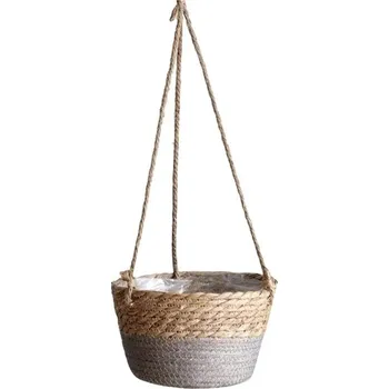 Závěsný květináč | Květinový koš, Úložný košík - šedá