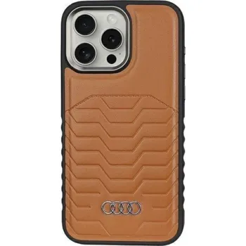 Pouzdro na mobilní telefon Audi Synthetic Leather MagSafe iPhone 14 Pro Max 6.7 hnědý/hnědý pevný obal AU-TPUPCMIP14PM-GT/D3-BN