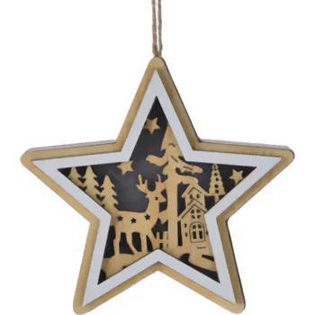 Vánoční dekorace Home Styling Collection Dřevěná vánoční dekorace k zavěšení, 12 cm