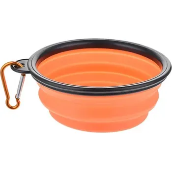 Miska pro psa Multifunkční miska pro psy na vodu a jídlo | skládací cestovní krabička na krmení pro domácí mazlíčky i hračka - oranžový,1000 ml