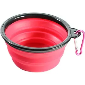 Miska pro psa Multifunkční miska pro psy na vodu a jídlo | skládací cestovní krabička na krmení pro domácí mazlíčky i hračka - růže červená,650 ml