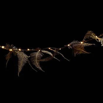 Vánoční dekorace Fééric Lights and Christmas Vánoční vnitřní girlanda s rostlinným motivem, 25 LED, zlatá