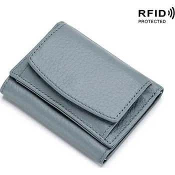 Peněženka Dámská kožená peněženka s RFID ochranou | kapesní pouzdro na peníze a karty - světle modrá