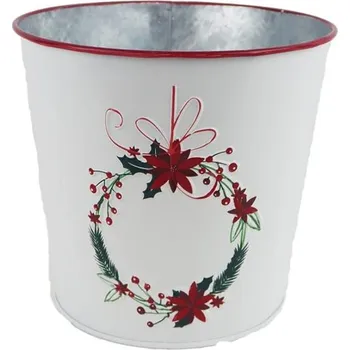 Květináč Vánoční květináč plechový K3913/2 - 15 cm