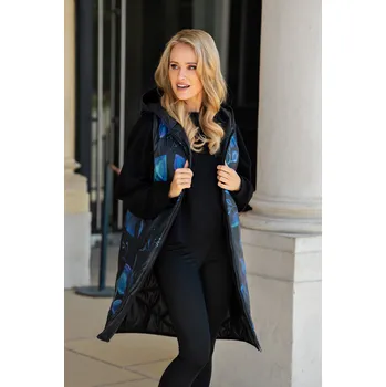 Dámská vesta Dlouhá oboustranná vesta s kapucí na zip A683 Barva: Černá, Velikost: S/M