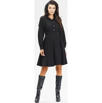 Dámské šaty Elegantní, rozevláté košilové šaty A668 Barva: Černá, Velikost: M