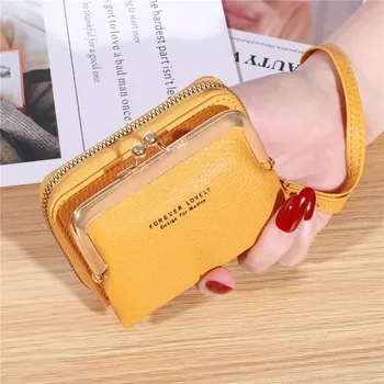 Elegantní dámská multifunkční peněženka s popruhem | trendy pouzdro na mince - žlutá