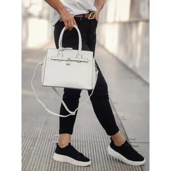 Kabelka BudesIN Bílá kabelka Alma s dekorativním zámečkem