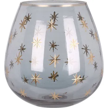 Svícen Home Styling Collection Svícen na čajovou svíčku ve tvaru sklenice, Ø 14 cm, šedý