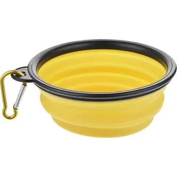 Miska pro psa Multifunkční miska pro psy na vodu a jídlo | skládací cestovní krabička na krmení pro domácí mazlíčky i hračka - žlutá,350 ml