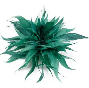 Brož Spínací špendlík s luxusním pírkem | Brož, Ozdoba - tmavozelený