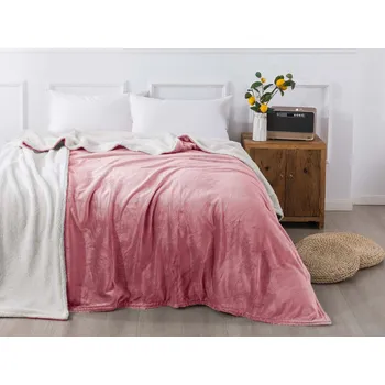 deka XPOSE® Mikroplyšová deka Exclusive s beránkem - starorůžová 140x200 cm, Mikroplyš s beránkem + Prodloužená možnost vrácení zboží do 50 dnů