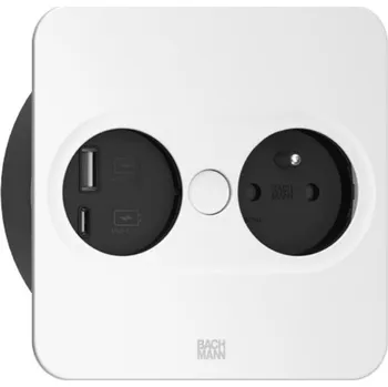 Elektrická zásuvka Bachmann Elektrická zásuvka Twist square 1x 230V + USB A-C / Bílá matná