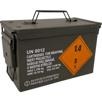 ARMÁDNÍ ORIGINÁL Bedna muniční plechová široká schránka Ammo Box cal. 50 M2A1 originál