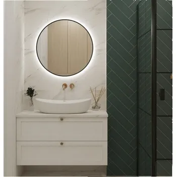 Zrcadlo Home decoration Designové zrcadlo s podsvícením RONDO LED / černá matná 1000 mm S vypínačem