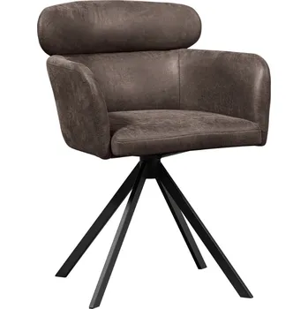 Jídelní židle WOOOD Tmavě šedá koženková otočná jídelní židle Fanny