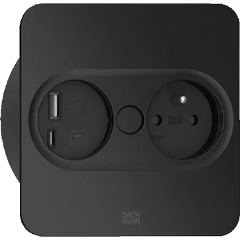Elektrická zásuvka Bachmann Elektrická zásuvka Twist square 1x 230V + USB A-C / černá matná
