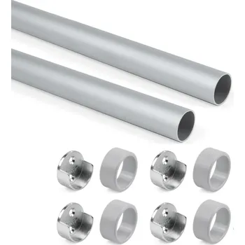 Věšák Emuca Sada 2ks kulatých věšákových tyčí s držadly / Hliník 0,75 m