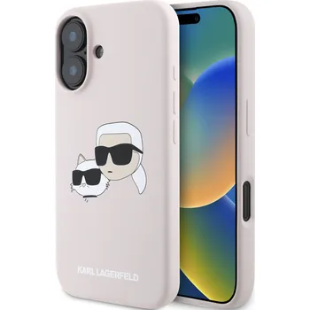 Pouzdro na mobilní telefon Karl Lagerfeld Liquid Silicone Double Heads MagSafe Zadní Kryt pro iPhone 16 Barva: Růžová