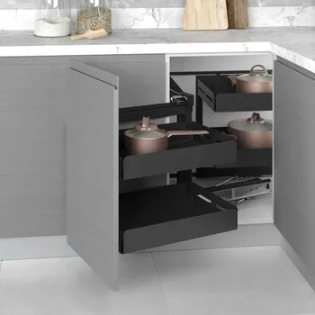 Kuchyňská skříňka Starax Rohový mechanismus UNIQUE CORNER / Antracit Pravý 450 mm