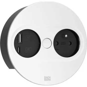 Elektrická zásuvka Bachmann Elektrická zásuvka Twist oválná 1x 230V USB A-C / bílá matná
