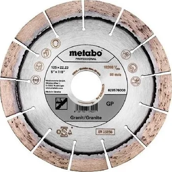 Řezný kotouč Metabo Příslušenství - Diamantový řezný kotouč na tvrdé materiály 125x22,23 mm 628576000
