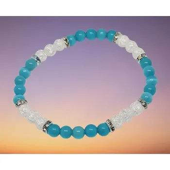 Náramek Ulexit modrý náramek v kombinaci s pukaným křišťálem