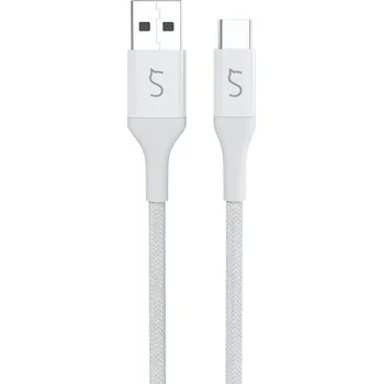 Datový kabel iWant opletený kabel USB-C na USB-A 1,2 m bílý Bílá