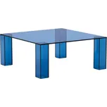 Modrý skleněný konferenční stolek Kave Home Adularia 85 x 85 cm