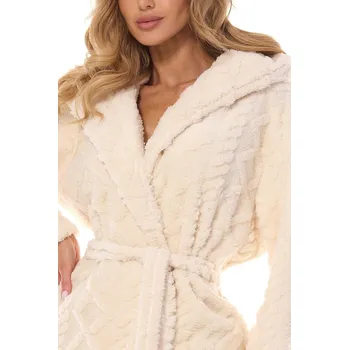 Dámské noční prádlo Hebký růžový župan s copánkovým vzorem L&L Geo 2401 Geo S-XL Velikost: XL, Barva: Smetanová