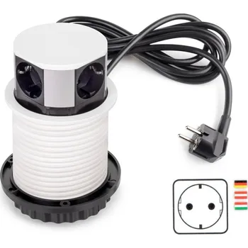 Elektrická zásuvka Emuca Výsuvná elektrická zásuvka VERTIKAL SCHUKO 3x 230V + 2x USB / Bílá matná