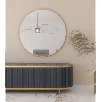 Zrcadlo Home decoration Designové zrcadlo RONDO / Zlatý mat 400 mm