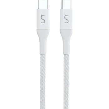 Datový kabel iWant opletený kabel USB-C na USB-C 0,3 m bílý Bílá