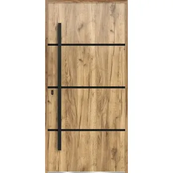 Vchodové dveře Kovové vchodové dveře S68 Unico 90L dub sonoma otevírání dovnitř