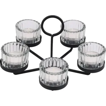 Příbor Home Styling Collection Svícen na tealight, kov a sklo, 21 x 21 x 12 cm